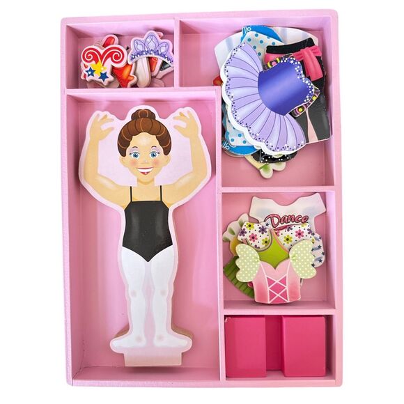 MELISSA & DOUG Nina Ballerina Deluxe 30 Piece Magnetic Dress Up Doll Ballet Toy - Picture 3 of 6